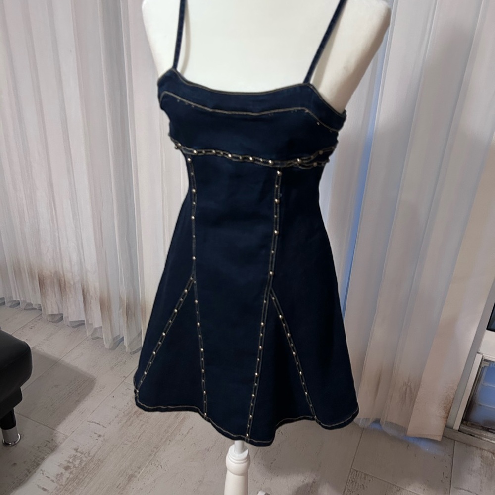 Cider Denim Spaghetti-Strap A-Line Mini Dress